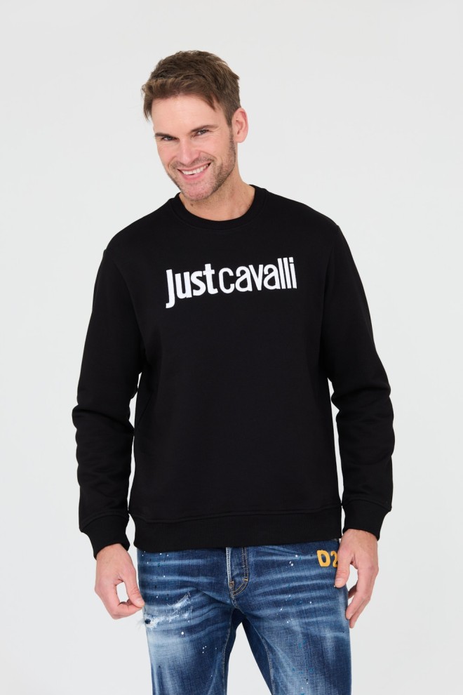 JUST CAVALLI Tricou negru pentru bărbați cu logo R
