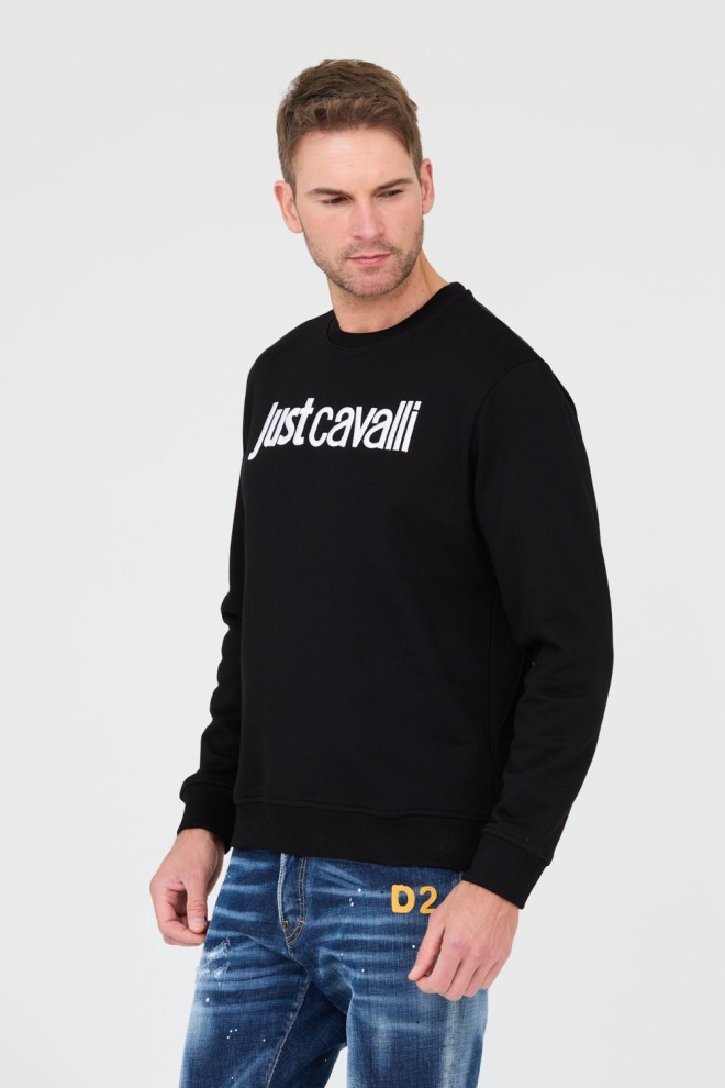 JUST CAVALLI Tricou negru pentru bărbați cu logo R