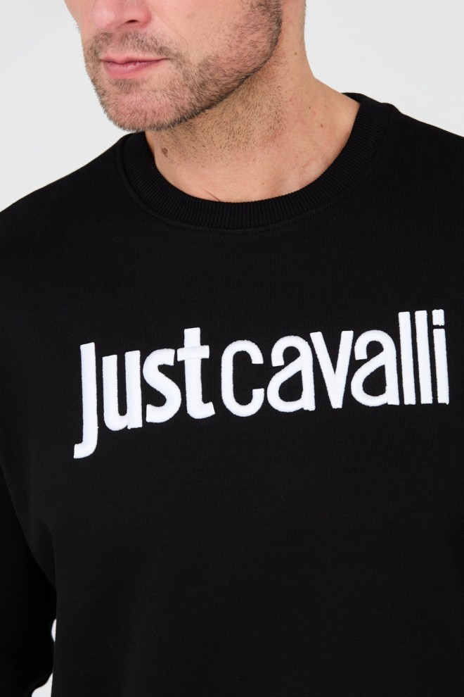 JUST CAVALLI Tricou negru pentru bărbați cu logo R