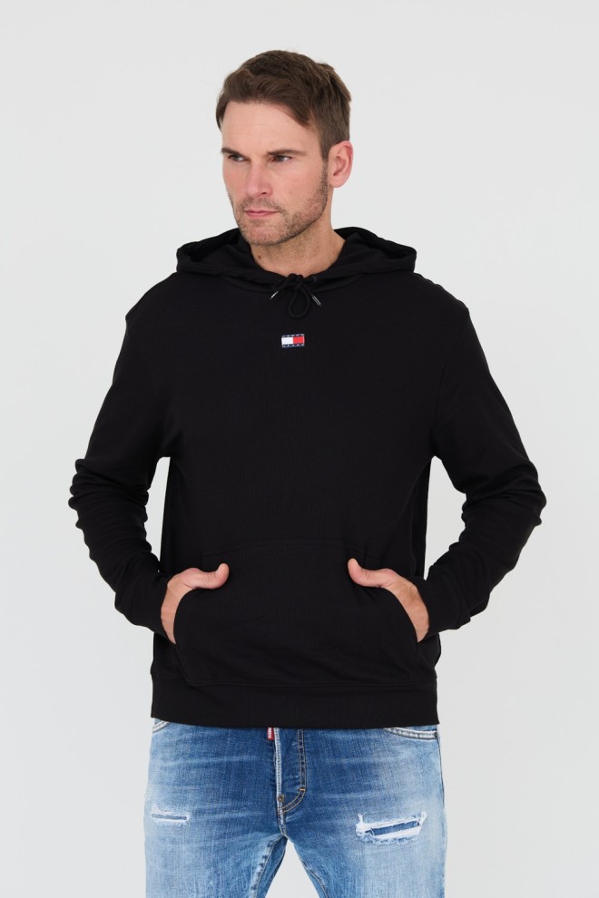 TOMMY JEANS Black hooded sweatshirt