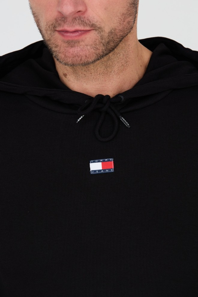 TOMMY JEANS Black hooded sweatshirt