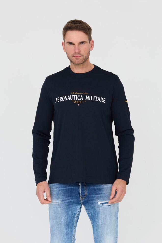 AERONAUTICA MILITARE темно-синій лонгслів A.O.C.