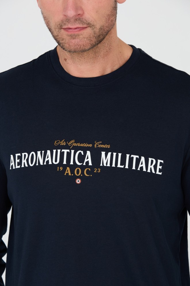 AERONAUTICA MILITARE темно-синій лонгслів A.O.C.