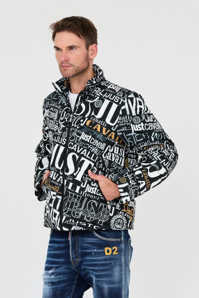 JUST CAVALLI Black Print Lettering Jacket