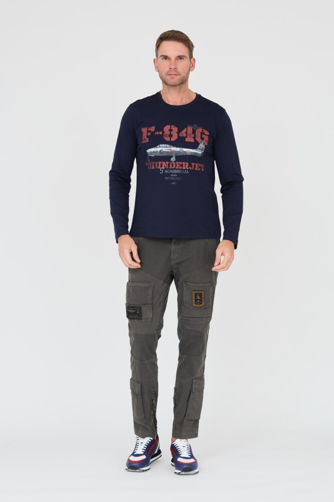 AERONAUTICA MILITARE Navy blue F-84G Thunderjet longsleeve