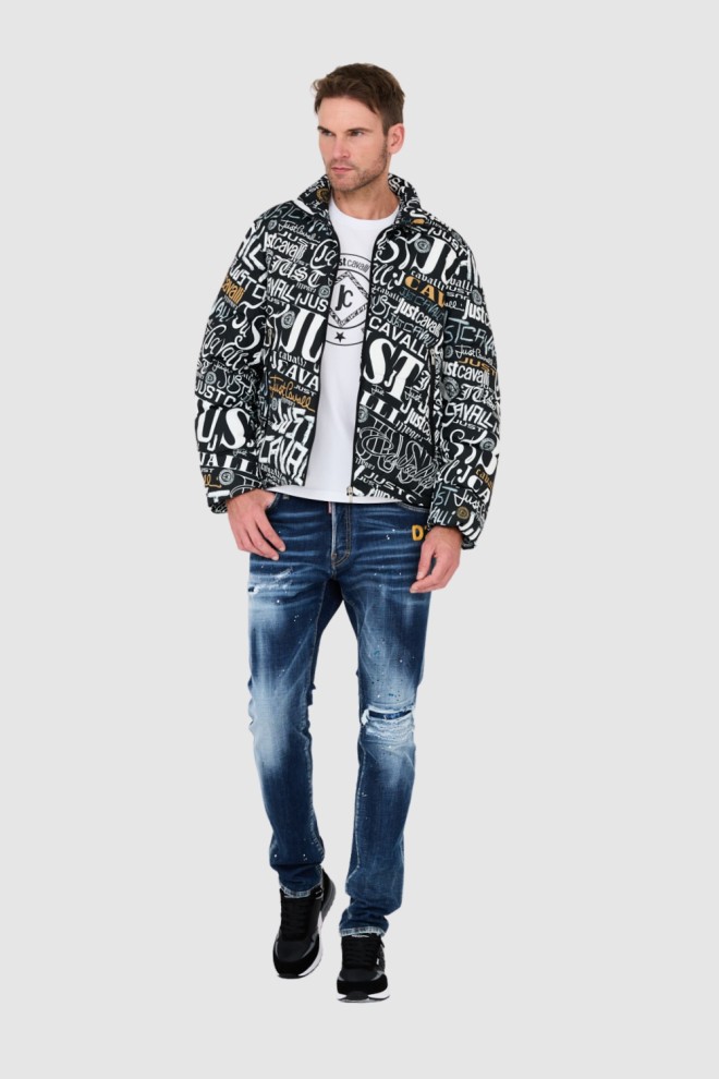 JUST CAVALLI Black Print Lettering Jacket