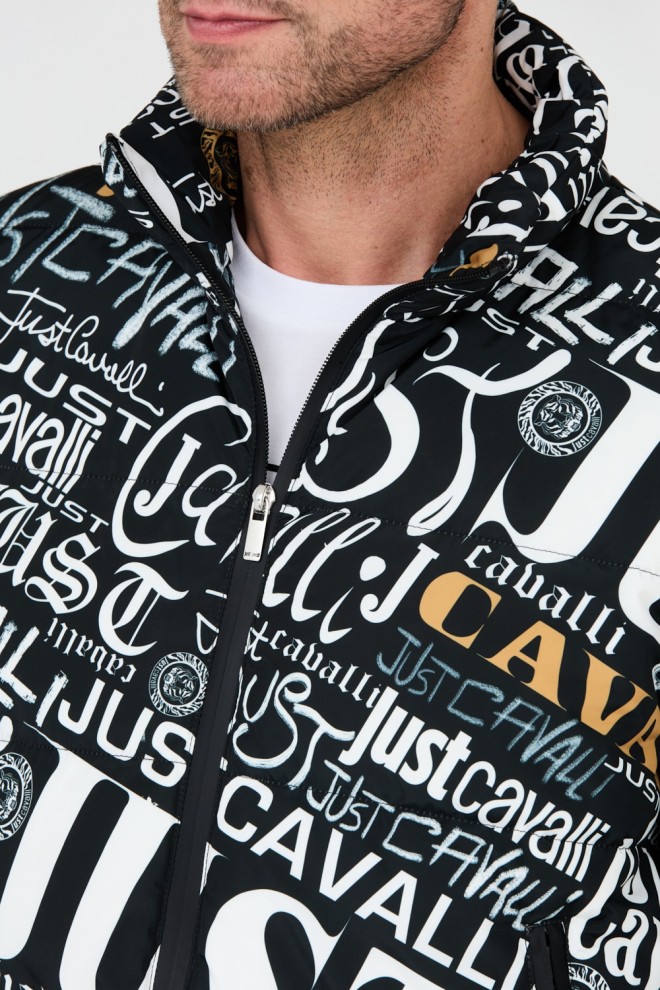 JUST CAVALLI Black Print Lettering Jacket