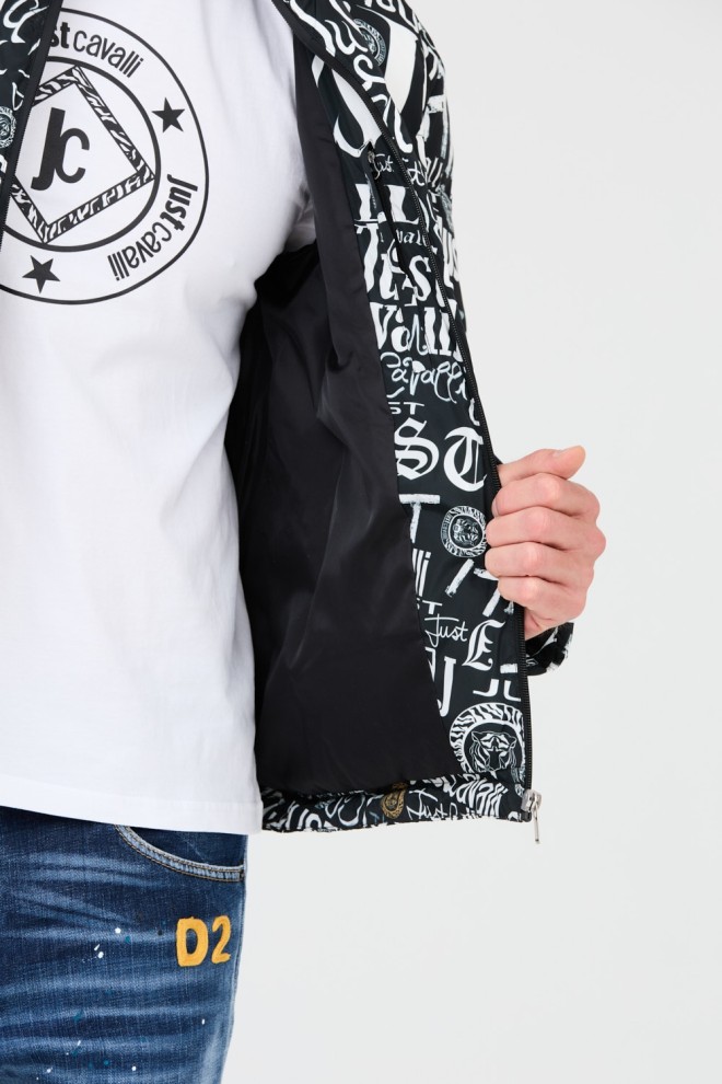 JUST CAVALLI Black Print Lettering Jacket