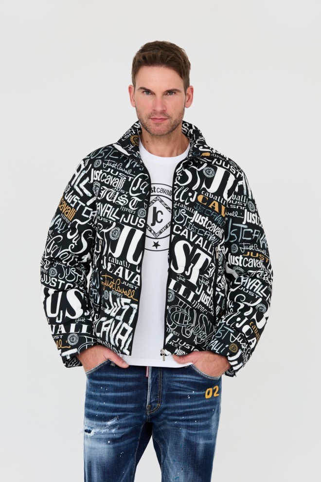 JUST CAVALLI Black Print Lettering Jacket