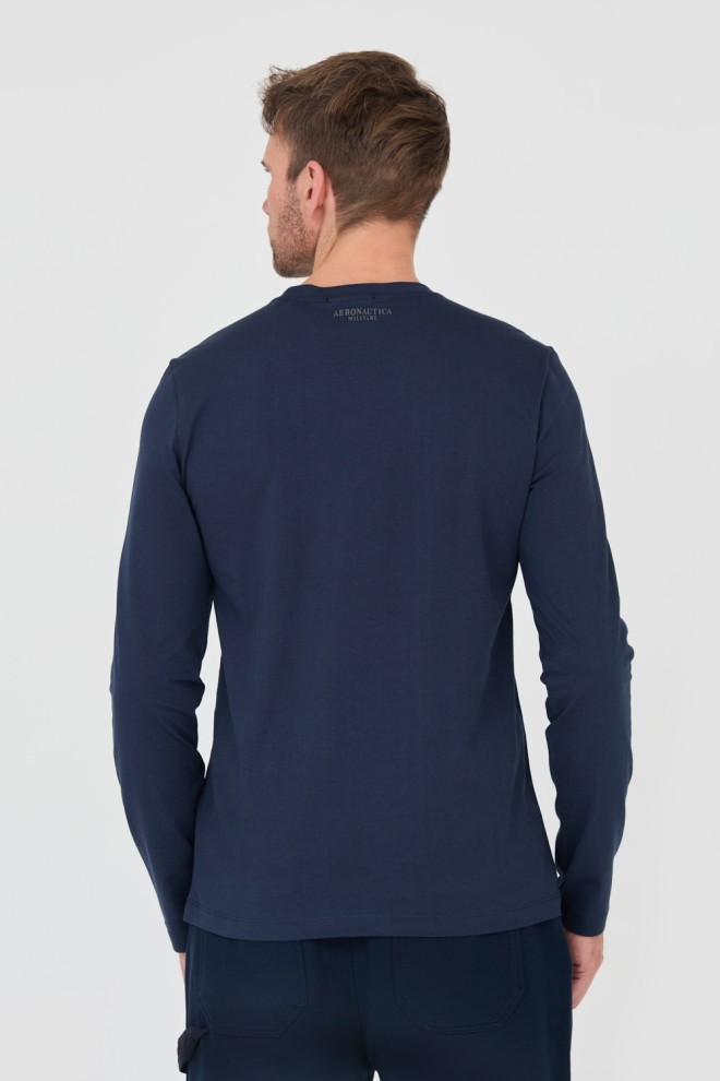 AERONAUTICA MILITARE Bărbați albastru marin bumbac longsleeve 46th Air Brigade