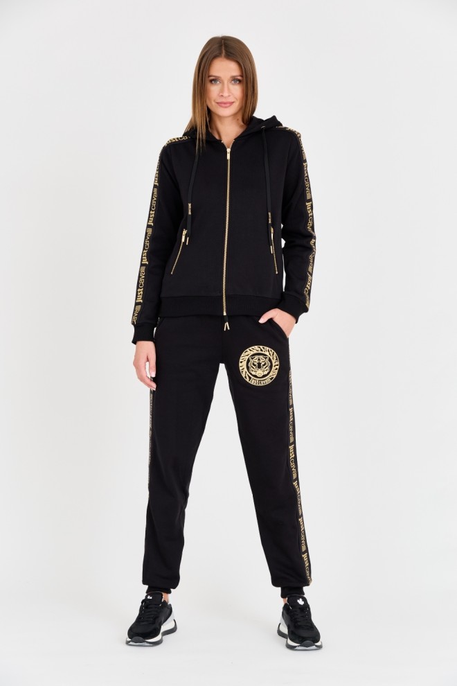 JUST CAVALLI Black T-round Gold sweatpants