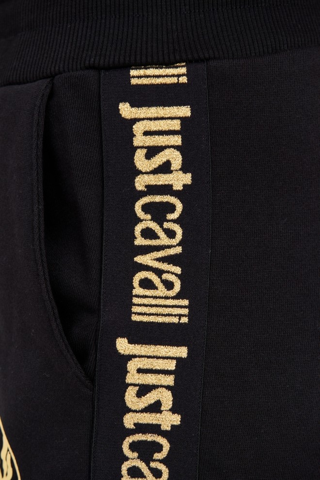 JUST CAVALLI Black T-round Gold sweatpants