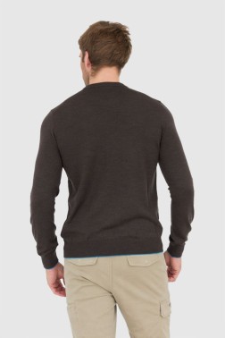 AERONAUTICA MILITARE Brązowy sweter męski z wełny merynosa