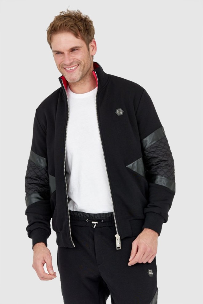 PHILIPP PLEIN Quilted black men's tracksuit.