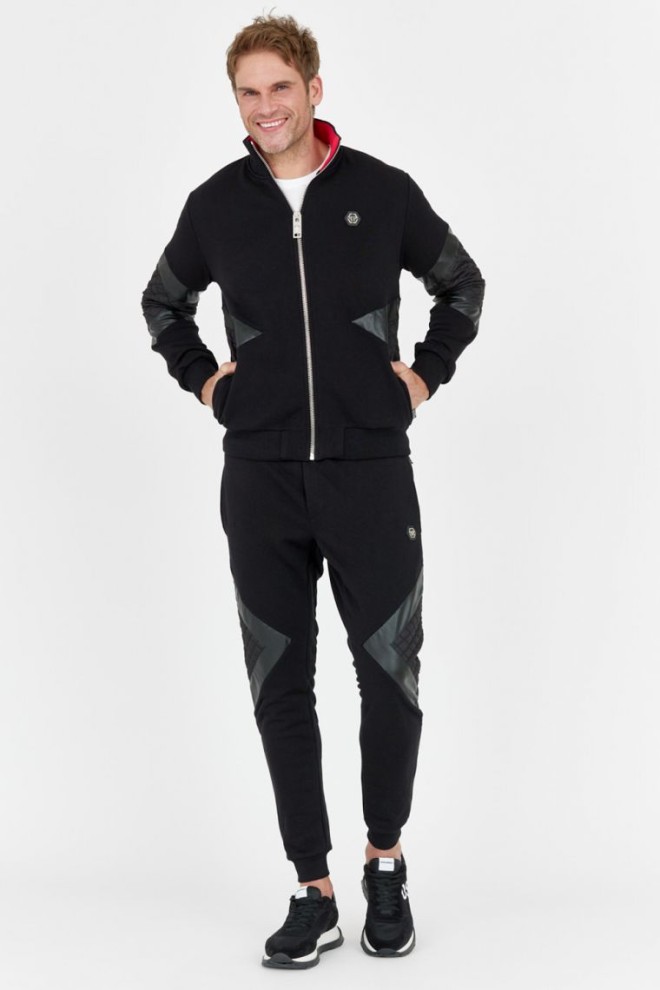 PHILIPP PLEIN Quilted black men's tracksuit.