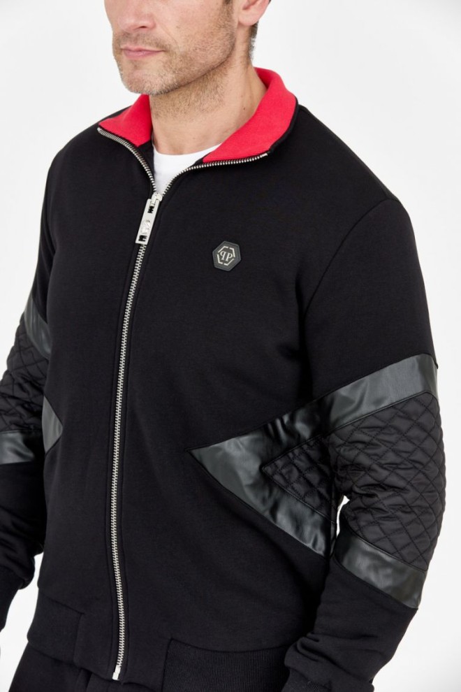 PHILIPP PLEIN Quilted black men's tracksuit.