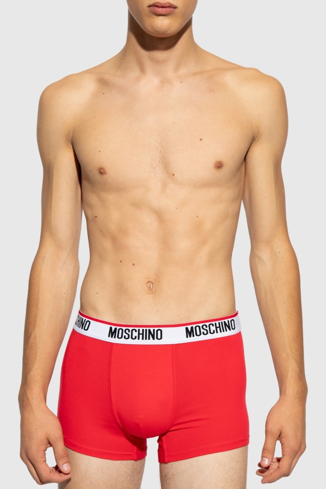 Pantaloni scurți boxeri bărbați MOSCHINO Red 3PACK