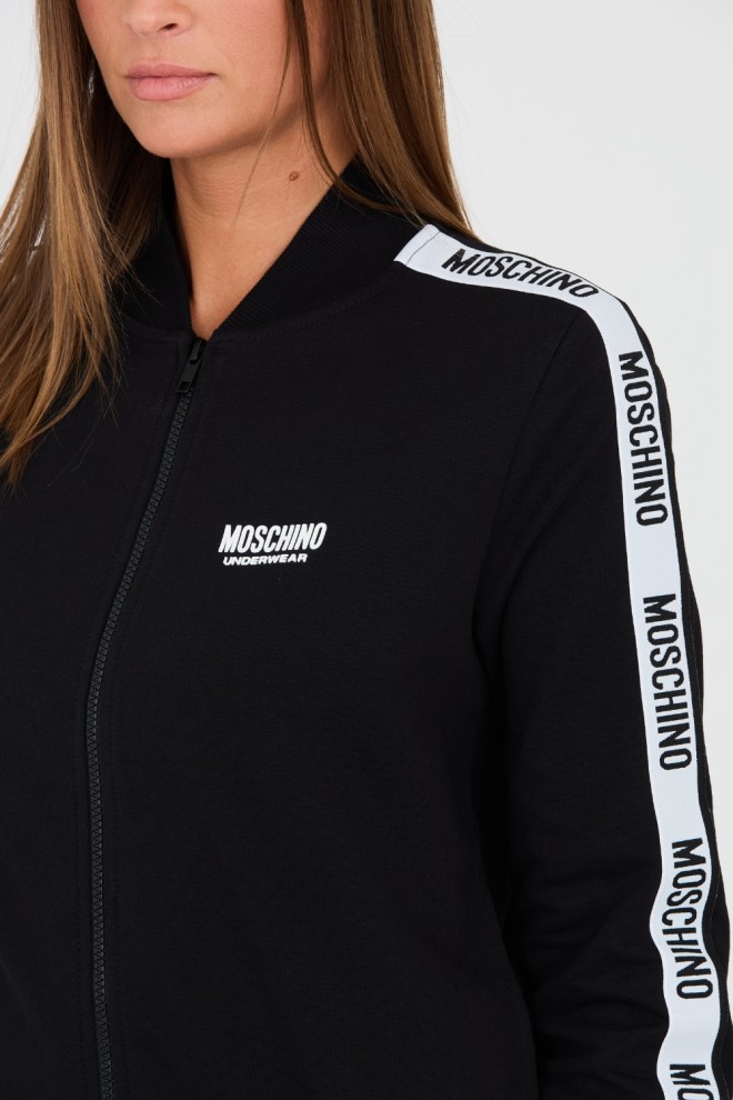 MOSCHINO Black sweatshirt with stripes