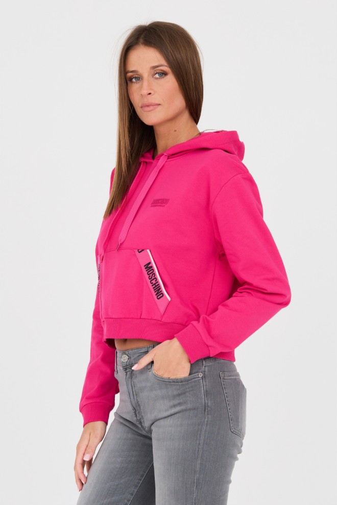 MOSCHINO Pink hooded sweatshirt with stripes