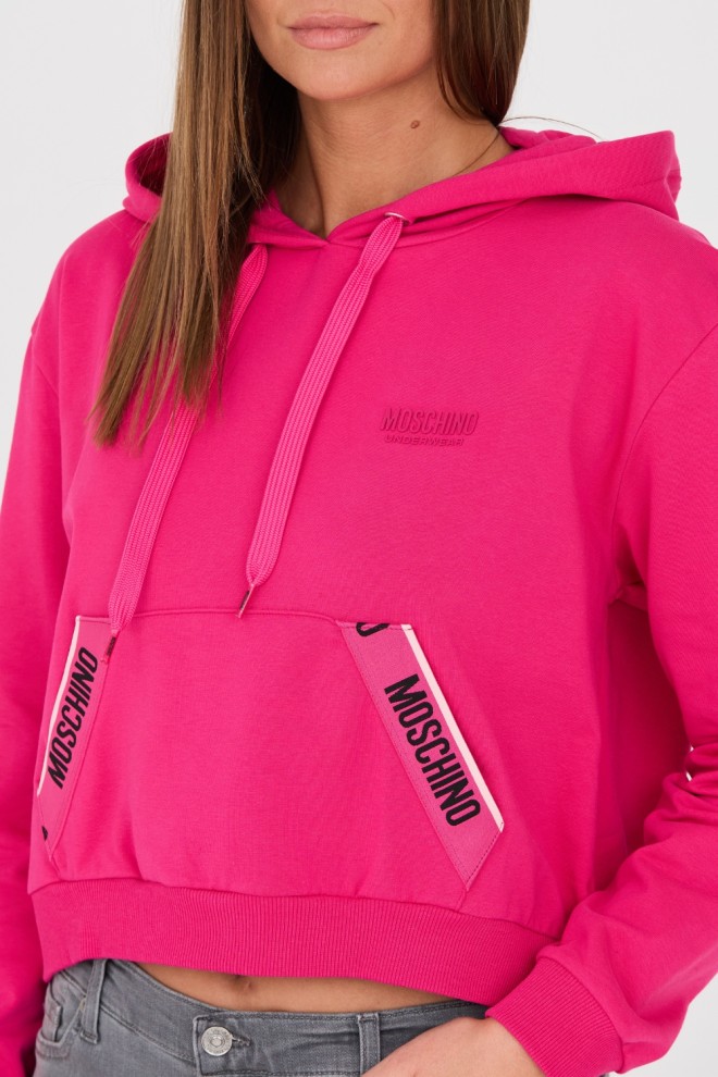 MOSCHINO Pink hooded sweatshirt with stripes