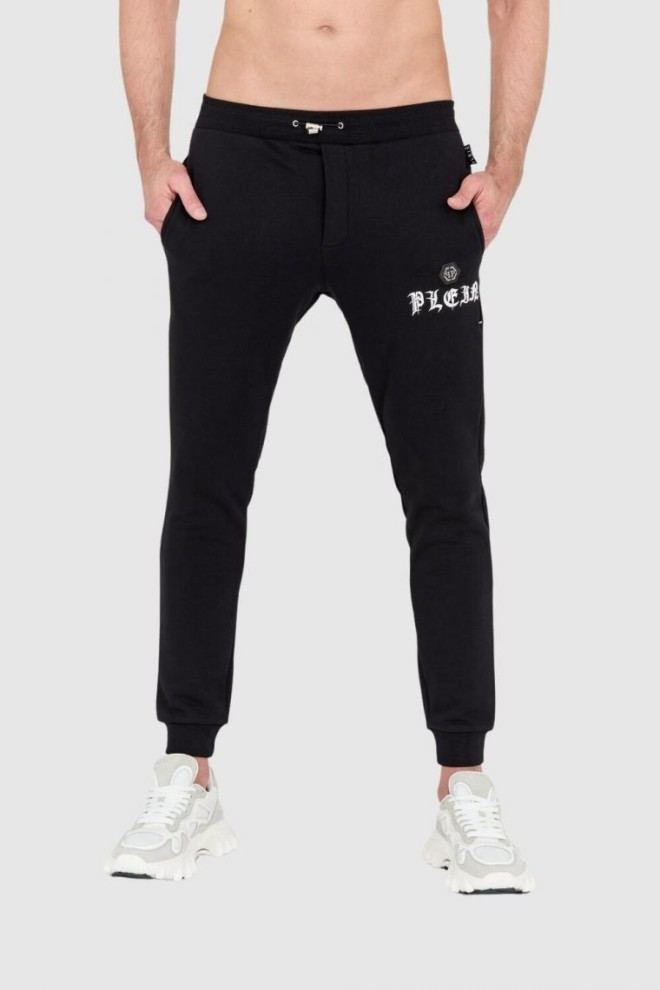 PHILIPP PLEIN Black men's tracksuit with gothic logo