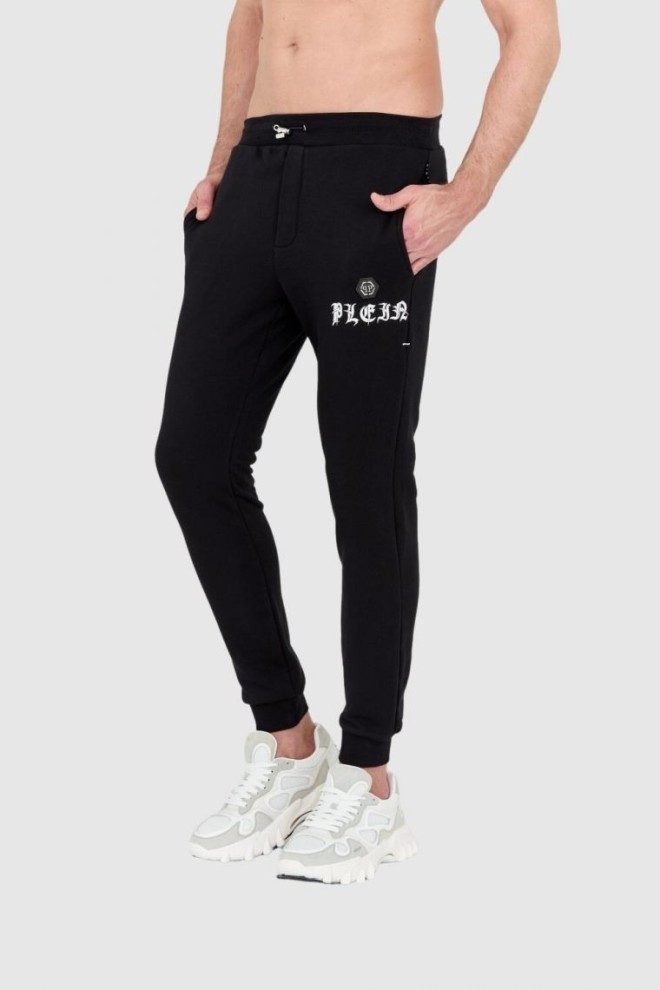PHILIPP PLEIN Black men's tracksuit with gothic logo