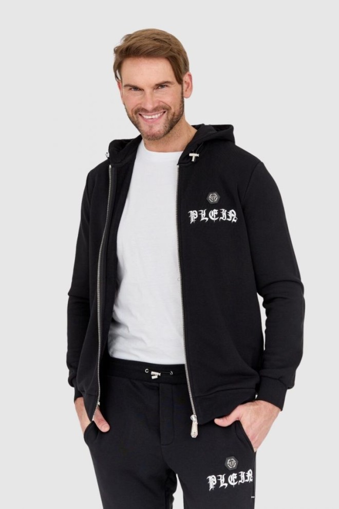 PHILIPP PLEIN Black men's tracksuit with gothic logo