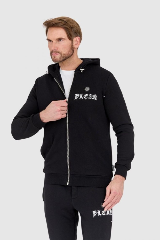 PHILIPP PLEIN Black men's tracksuit with gothic logo