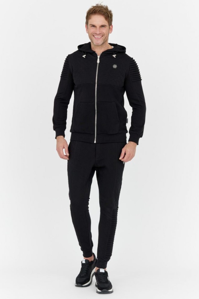 PHILIPP PLEIN Black quilted men's tracksuit.