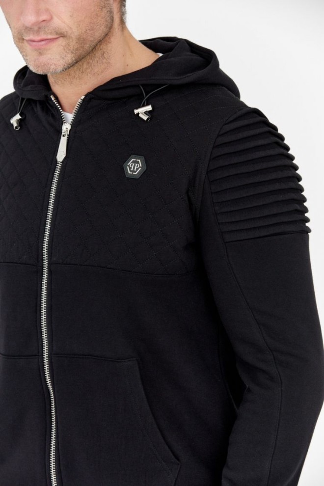 PHILIPP PLEIN Black quilted men's tracksuit.