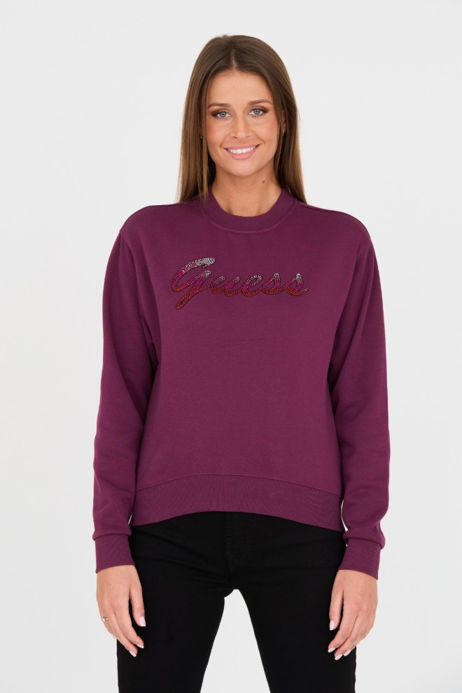 GUESS Maroon sweatshirt with zircons