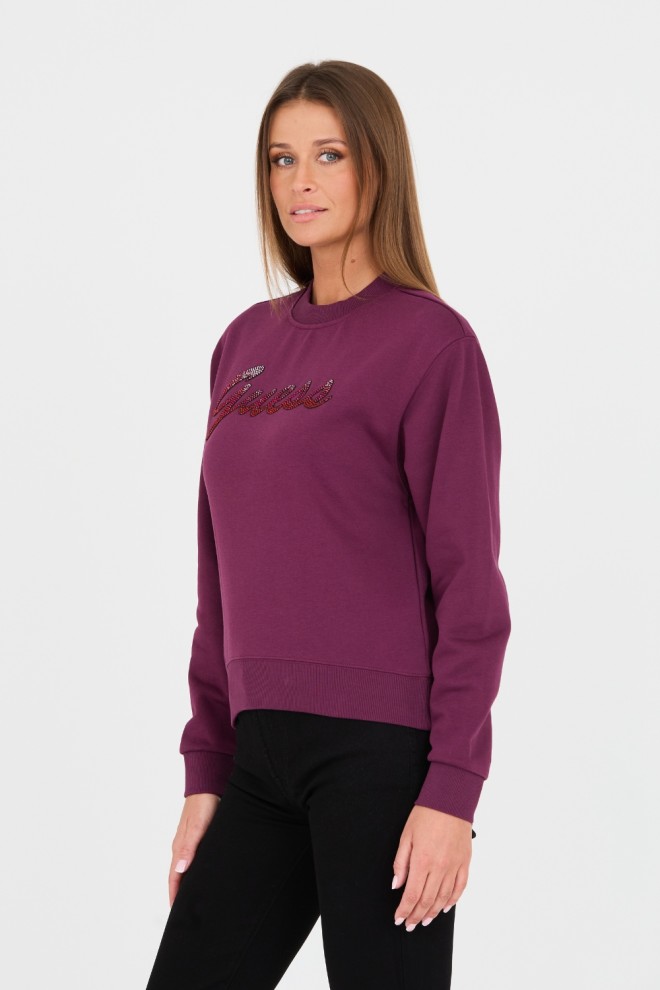 GUESS Maroon sweatshirt with zircons