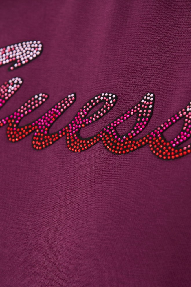 Hanorac pentru femei GUESS Maroon cu zirconiu