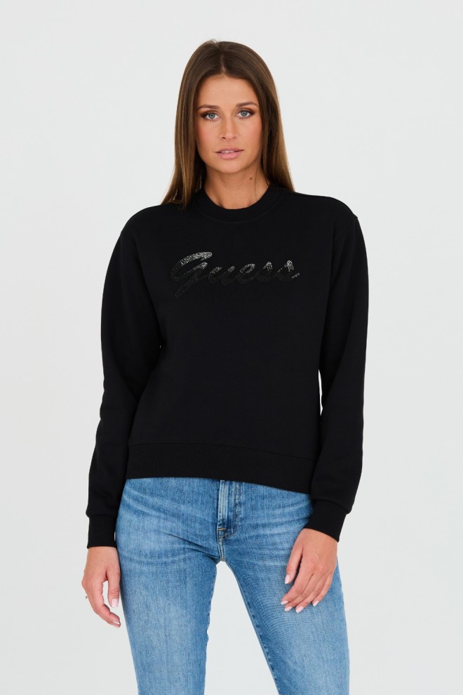 GUESS Black sweatshirt with zircons