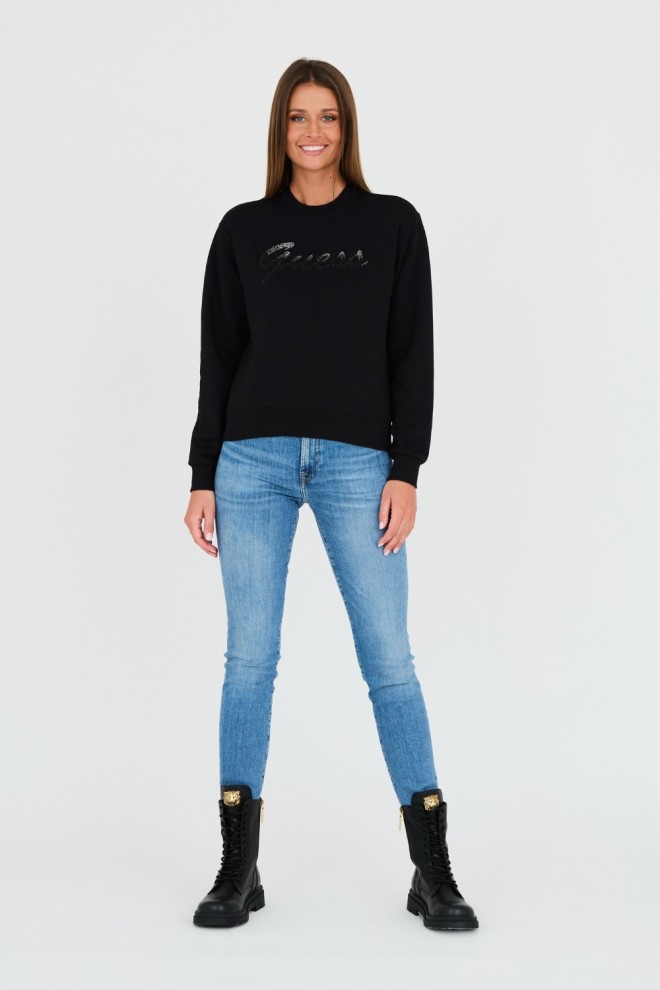 GUESS Black sweatshirt with zircons