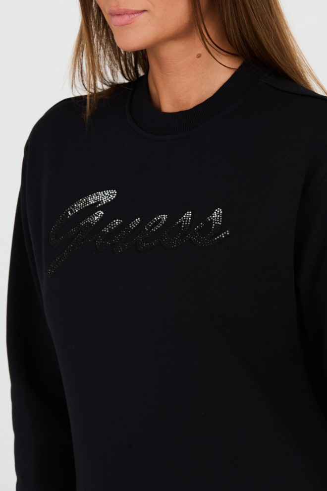 GUESS Black sweatshirt with zircons