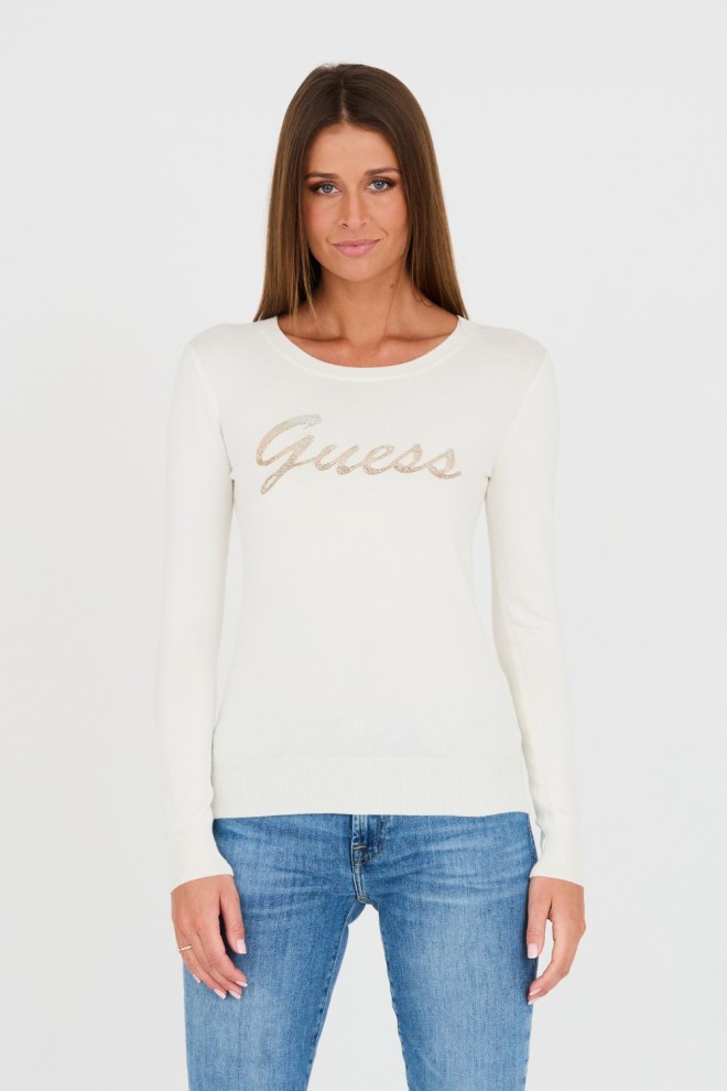 GUESS Beige sweater with zircons