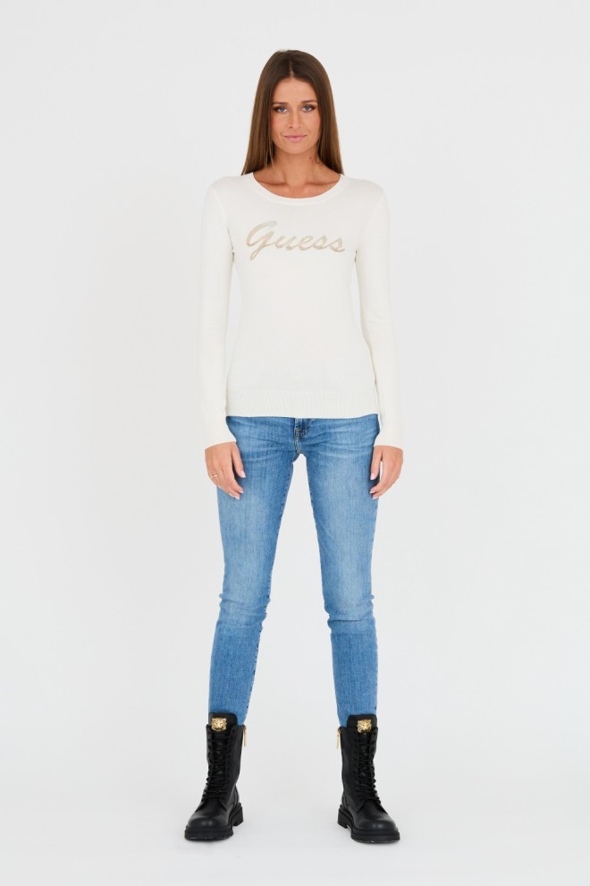 GUESS Beige sweater with zircons