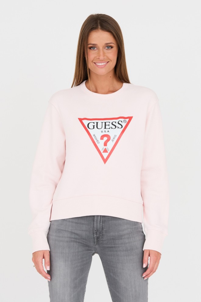 Рожевий оригінальний флісовий світшот GUESS