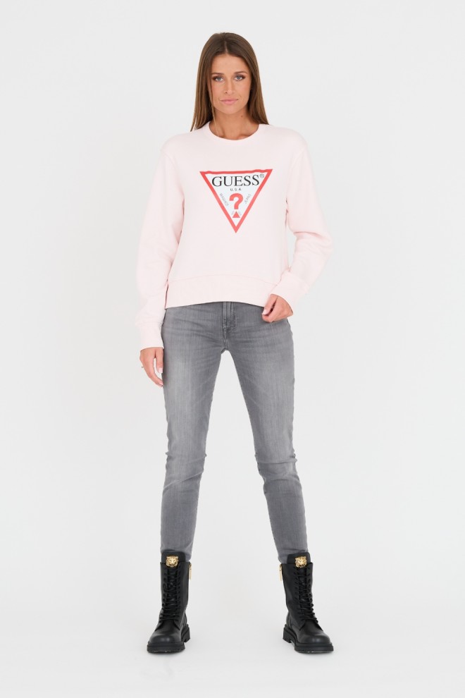 Hanorac original din fleece pentru femei GUESS Pink
