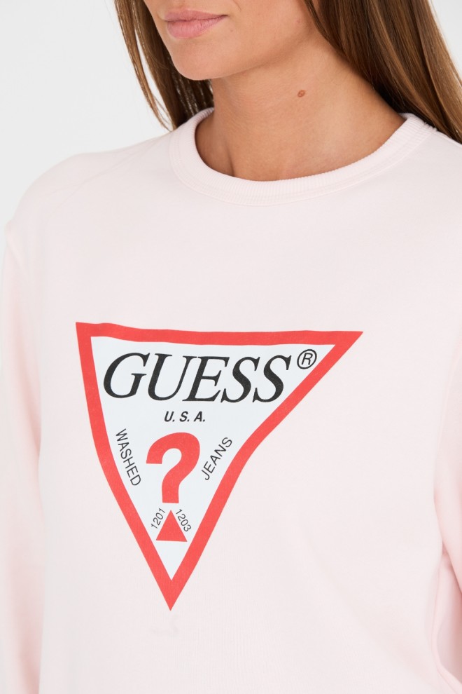 Hanorac original din fleece pentru femei GUESS Pink