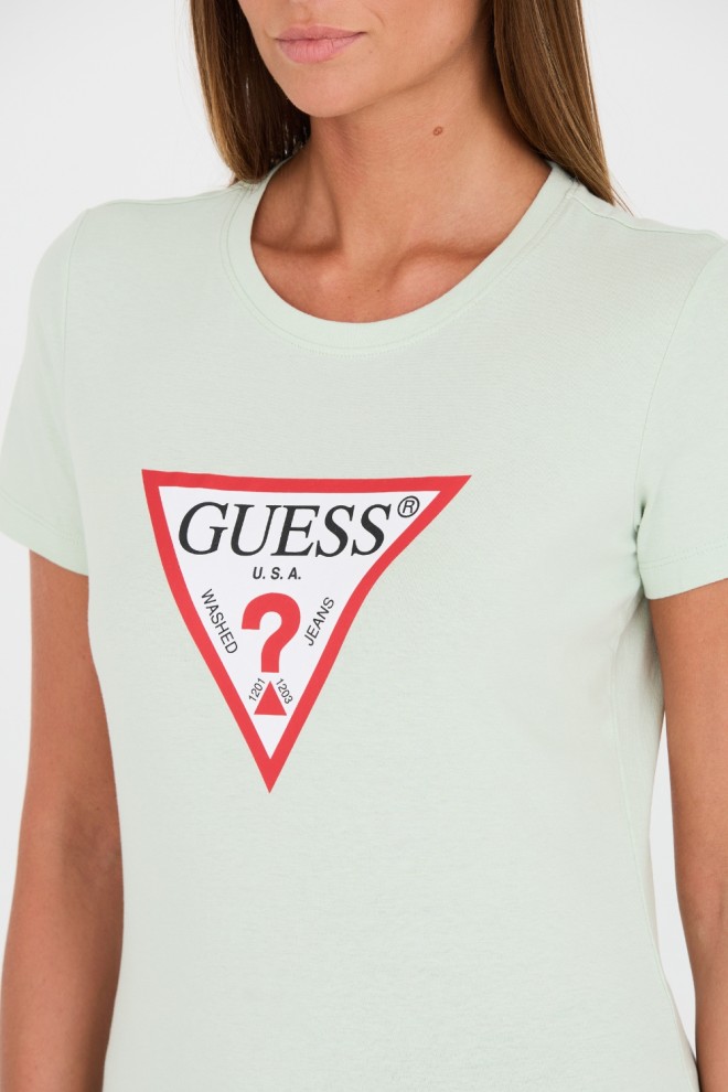 GUESS Tee Original din bumbac verde pentru femei