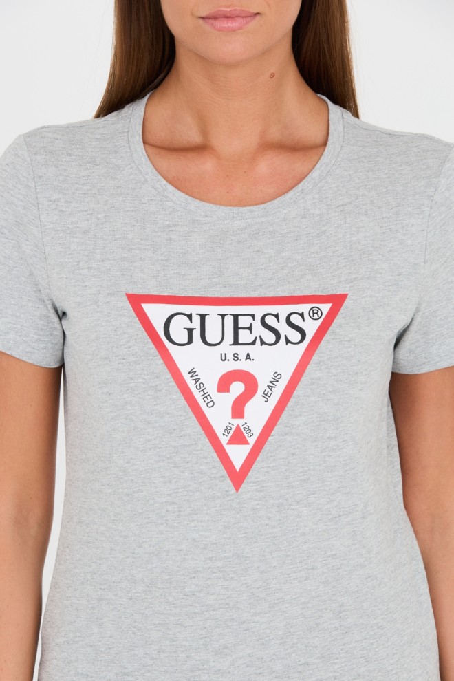 GUESS Tricou Original din bumbac, gri, pentru femei
