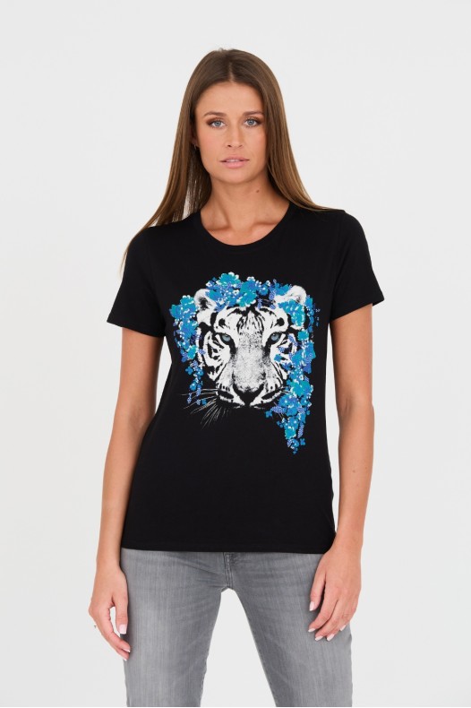 GUESS Tricou negru din...