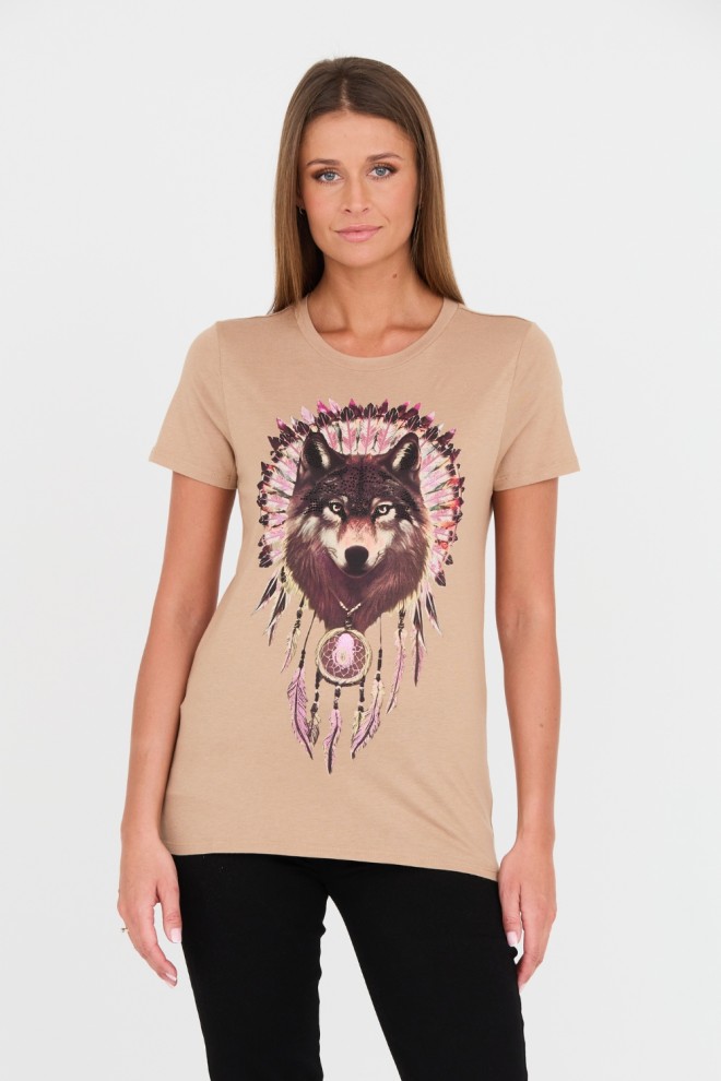 GUESS Brown t-shirt with wolf