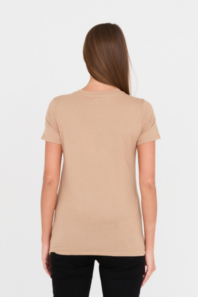 Tricoul din bumbac pentru femei GUESS Brown cu lup