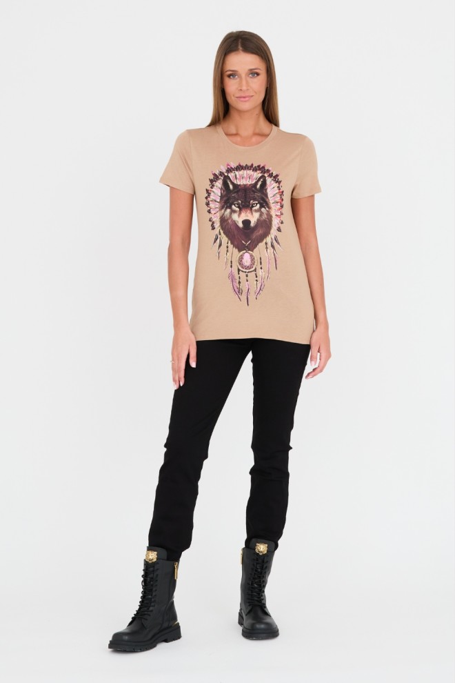 GUESS Brown t-shirt with wolf