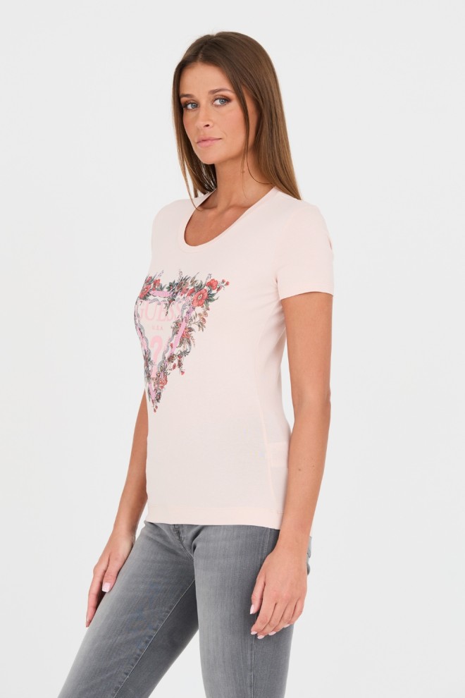 GUESS Różowy t-shirt z logo