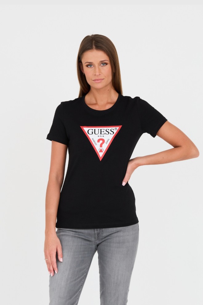 GUESS Tricou Original din bumbac negru pentru femei