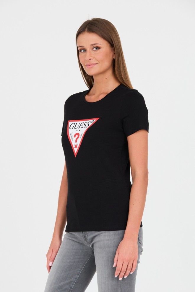 GUESS Tricou Original din bumbac negru pentru femei
